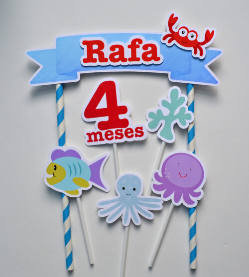Topo de Bolo Fundo do Mar Personalizado | Festa Infantil