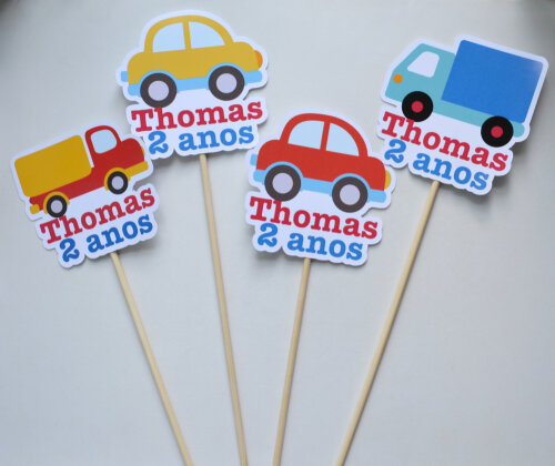 Palitos Decorativos Meios de Transporte - 10 Unidades