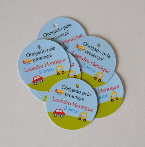 Tag Lembrancinha Meios de Transporte Personalizada