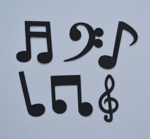 Notas Musicais Apliques p/ Parede - 6 Unidades