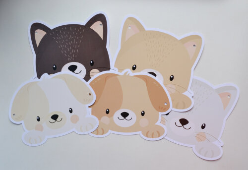 Varal Decorativo Pet - Gatinhos e Cachorrinhos (8 Pets)
