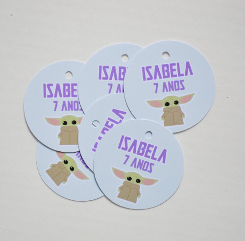 Tag Lembrancinha Baby Yoda Personalizada | Festa Star Wars