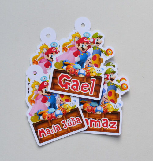 Tag Super Mario Bros c/ Nome dos Convidados