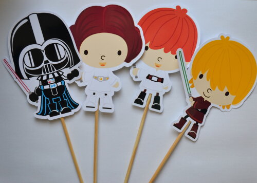 Palitos Decorativos Star Wars para Festa | Topper Temático