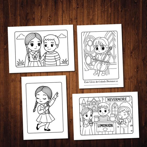 Arquivo Digital Wandinha Livro de Colorir Estilo Goods