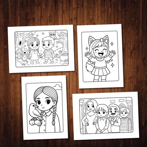 Arquivo Digital Wandinha Livro de Colorir Estilo Goods