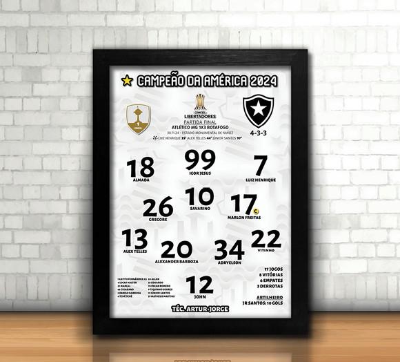 Botafogo Campeão Libertadores 2024 / Quadro / com Vidro