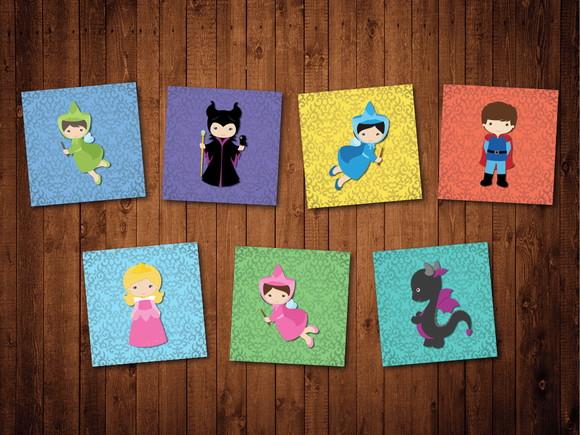Jogo da Memória / Aurora & Malévola / 7 Pares / Caixa MDF
