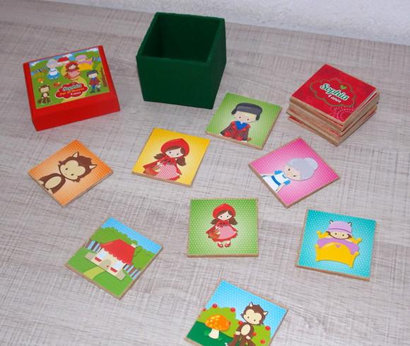 Jogo da Memória / Chapeuzinho Vermelho / 7 Pares / Caixa mdf