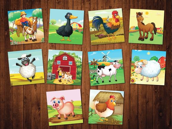 Jogo Da Memoria / Fazendinha / 10 Pares / Organza