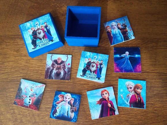 Jogo Da Memória / Frozen / 7 Pares / Caixa Mdf