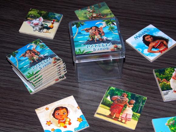 Jogo da Memória / Moana / 8 pares / Caixa de Acrílico