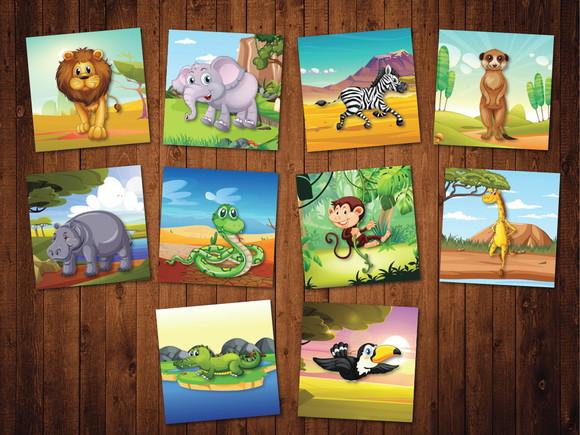 Jogo da Memoria / Safari / 10 pares / Organza