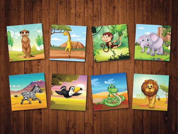 Jogo Da Memoria / Safari / 8 Pares / Caixa Acrílico