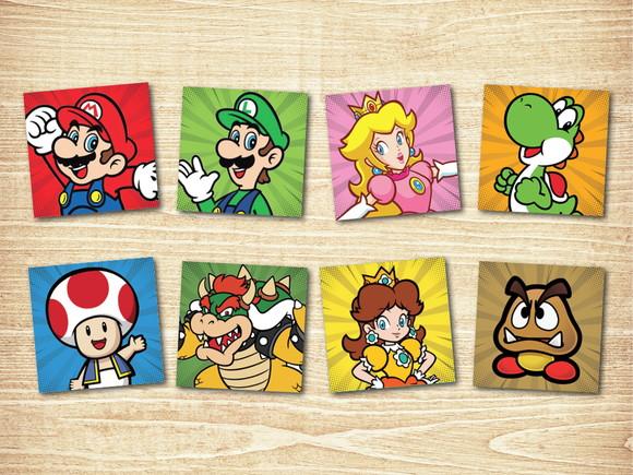 Jogo da Memoria / Super Mario Bros / 8 Pares/ Caixa Acrílico