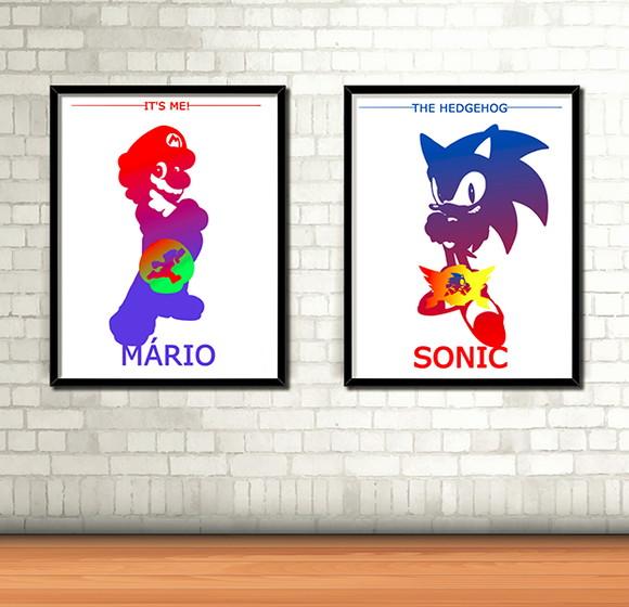 Kit 2 Quadros / Mario & Sonic