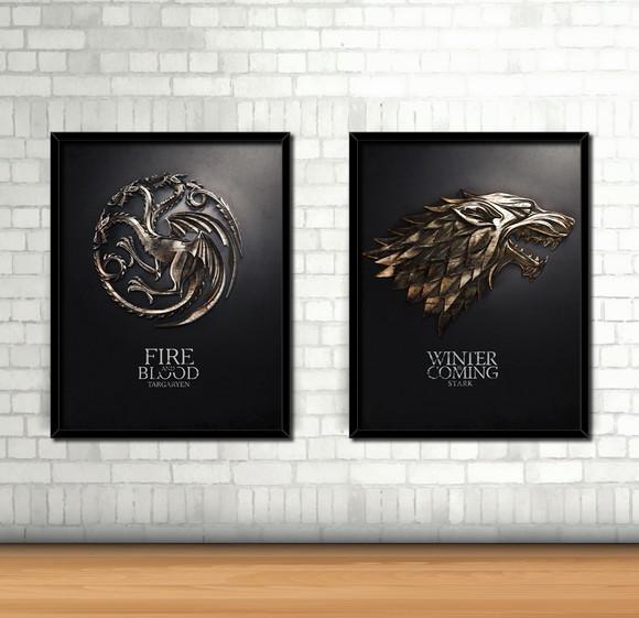 Kit 2 Quadros Game of Thrones
