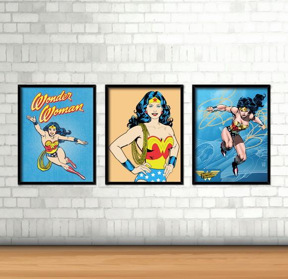 Kit 3 Quadros / Mulher-maravilha