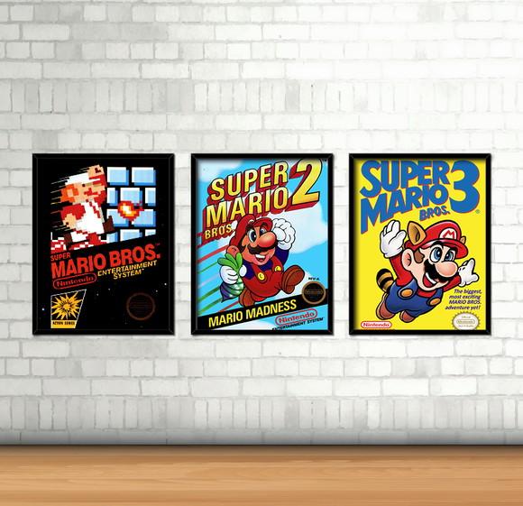 Kit 3 Quadros / Mario Bros