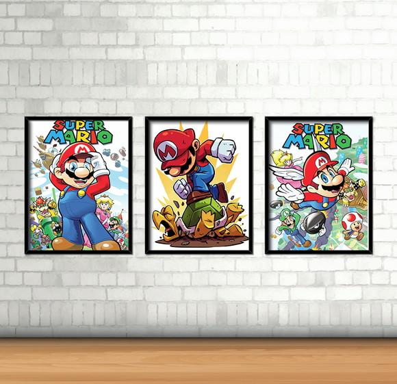 Kit 3 Quadros / Mario Bros
