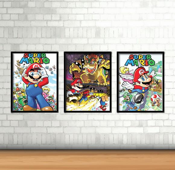 Kit 3 Quadros / Mario Bros