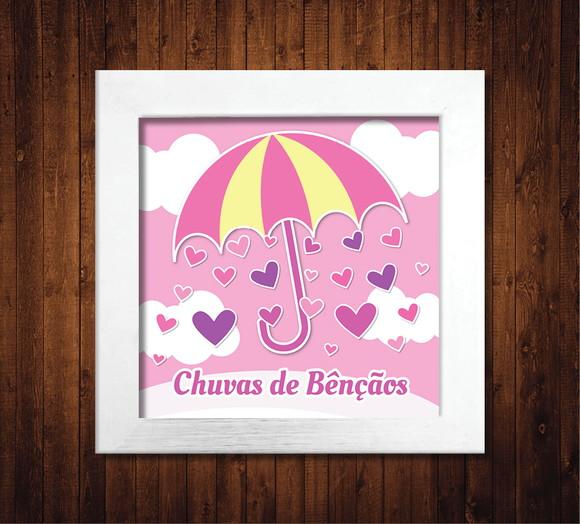Kit 4 Quadros / Chuva de Bênçãos / 20x20cm
