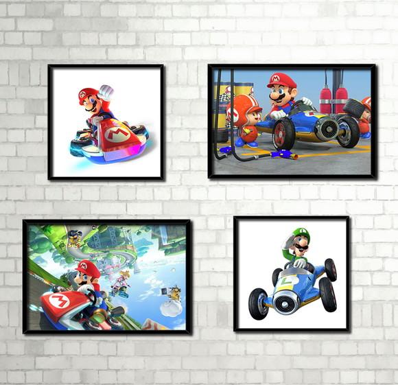 Kit 4 Quadros / Mario Bros