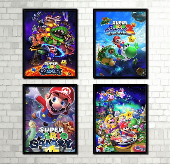 Kit 4 Quadros / Mario Bros (20x30cm)