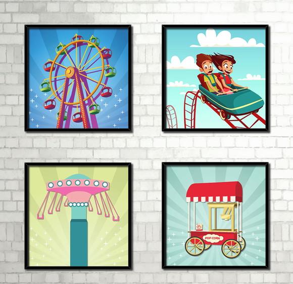 Kit 4 Quadros / Parque