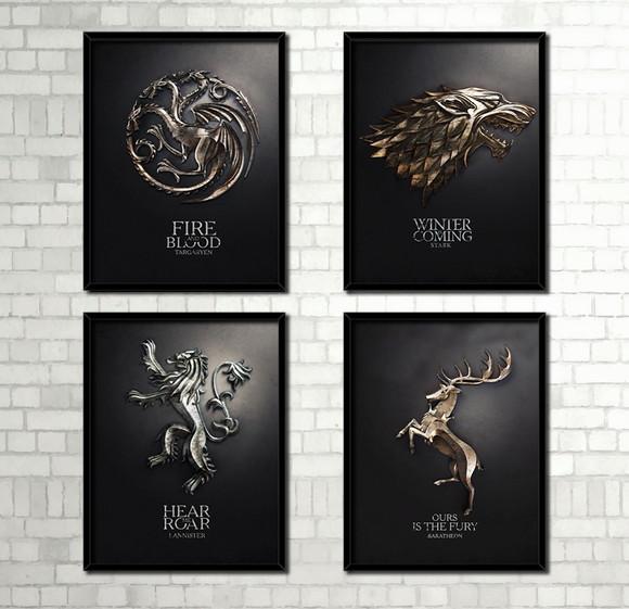 Kit 4 Quadros Game Of Thrones
