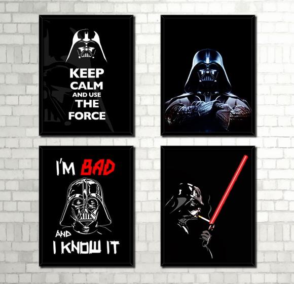 Kit 4 Quadros Star Wars