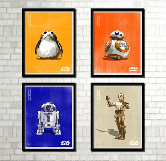 Kit 4 Quadros Star Wars / 20x30cm / com Vidro