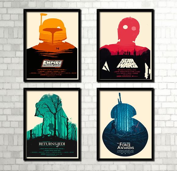 Kit 4 Quadros Star Wars