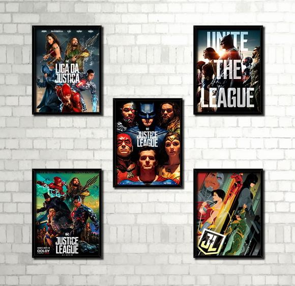Kit 5 Quadros Liga da Justiça (filme)