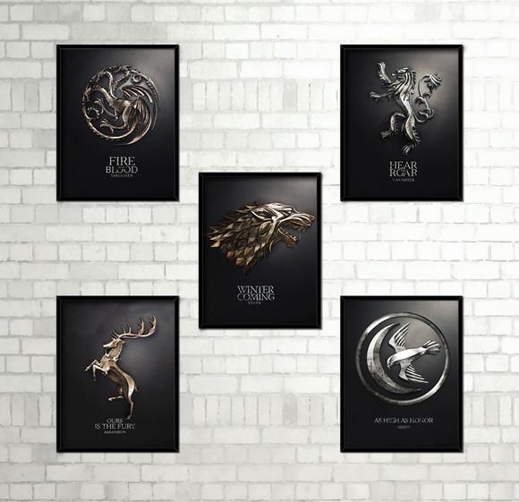 Kit 5 Quadros Game of Thrones