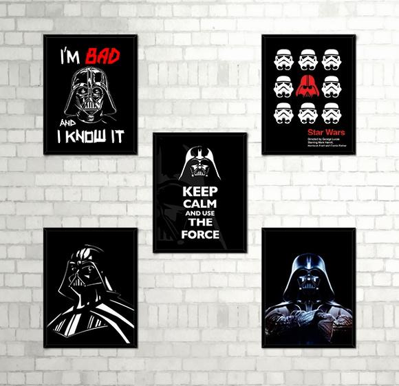 Kit 5 Quadros Star Wars