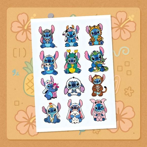 Lilo e Stitch Cartela Adesivo Tamanho A4