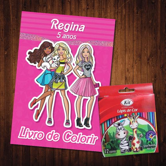 Livro de Colorir / Barbie / Lápis de Cor / 12 Desenhos