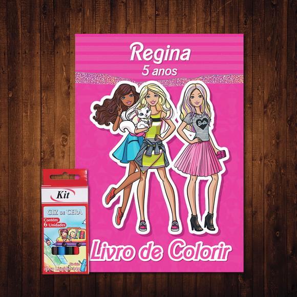 Livro de Colorir / Barbie / Giz de Cera / 12 Desenhos