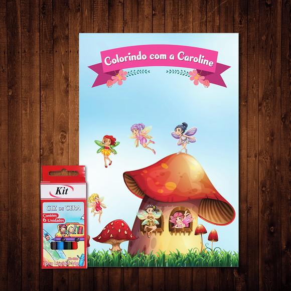 Livro de Colorir / Fadas / 10x15cm / Giz de Cera