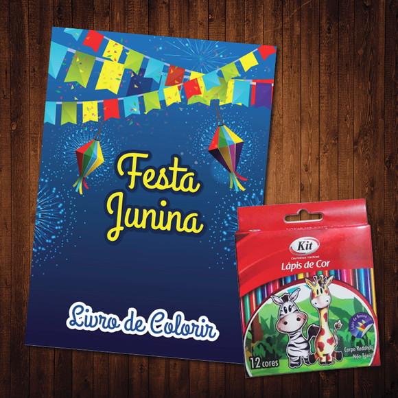 Livro de Colorir / Festa Junina / Lápis de Cor / 15x21cm