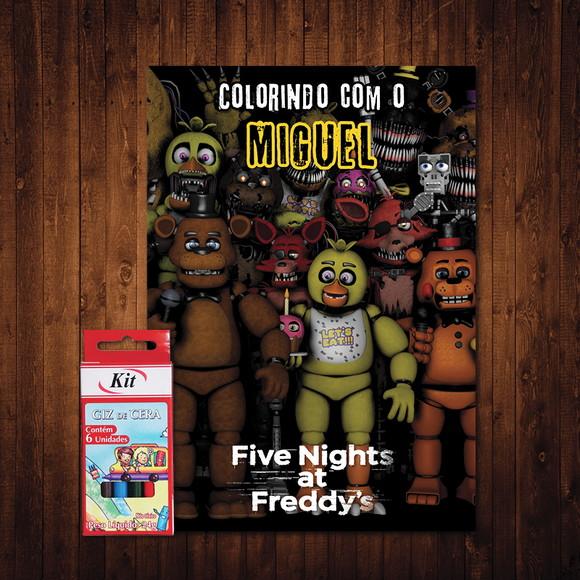 Livro de Colorir / Five Nights at Freddy's / Giz de Cera