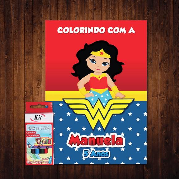 Livro de Colorir / Mulher Maravilha / 15x21cm / Giz de Cera