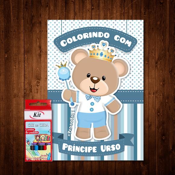 Livro de Colorir do Príncipe Urso (Giz de Cera)