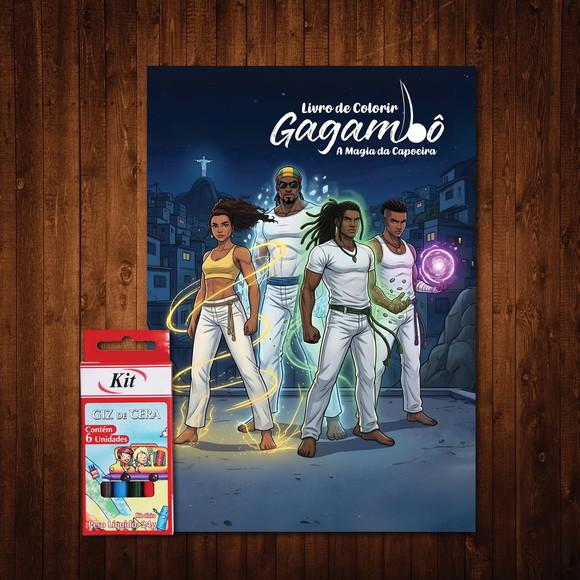 Livro de Colorir Gagambô Magia da Capoeira Giz de Cera