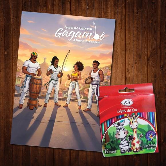 Livro de Colorir Gagambô Magia da Capoeira Lápis de Cor