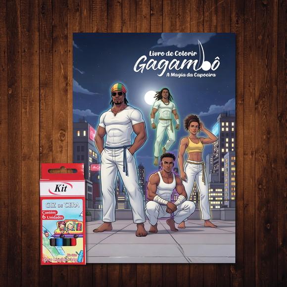 Livro de Colorir Gagambô Magia da Capoeira Giz de Cera