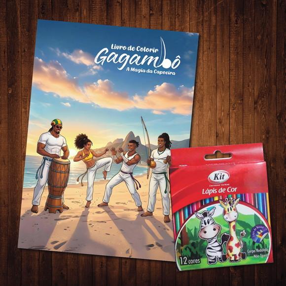 Livro de Colorir Gagambô Magia da Capoeira Lápis de Cor
