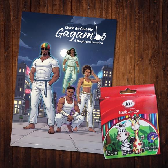 Livro de Colorir Gagambô Magia da Capoeira Lápis de Cor