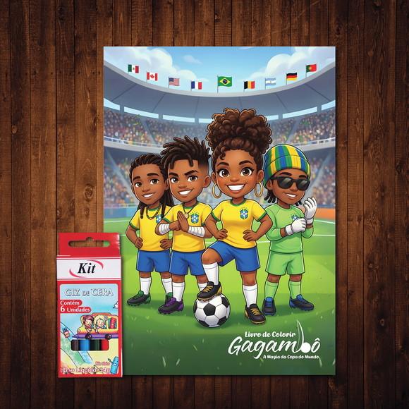 Livro de Colorir Gagambô Magia da Copa do Mundo Giz de Cera
